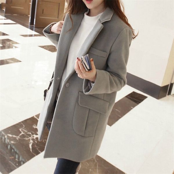 2018 new winter woman long coat fashion solid lapel collar woolen coats female slim fit single button outerwear plus size s-3xl, Black
2018 new winter woman long coat fashion solid lapel collar woolen coats female slim fit single button outerwear plus size s-3xl, Black