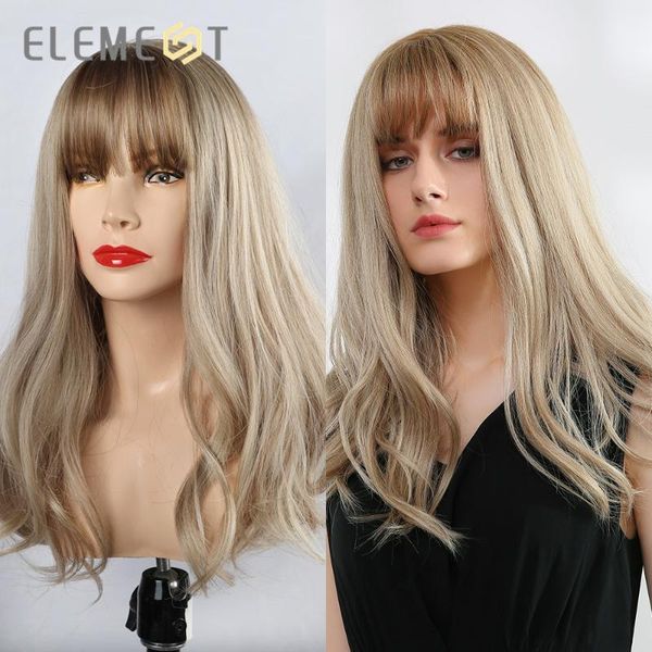synthetic wigs long straight hairstyle ombre brown to blonde wigs with bangs for white/black women
synthetic wigs long straight hairstyle ombre brown to blonde wigs with bangs for white/black women