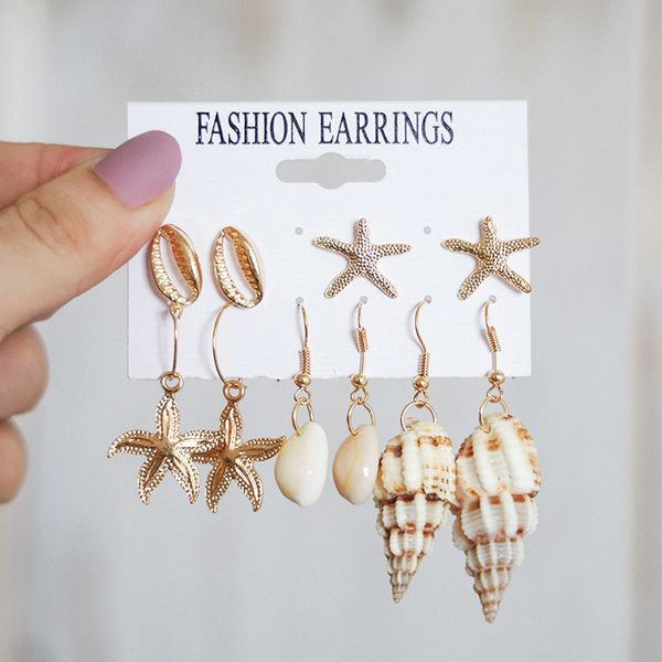 bohemian women earrings shell starfish conch pendant drop gold stud earrings set charm birthday party jewelry gifts, Golden;silver
bohemian women earrings shell starfish conch pendant drop gold stud earrings set charm birthday party jewelry gifts, Golden;silver