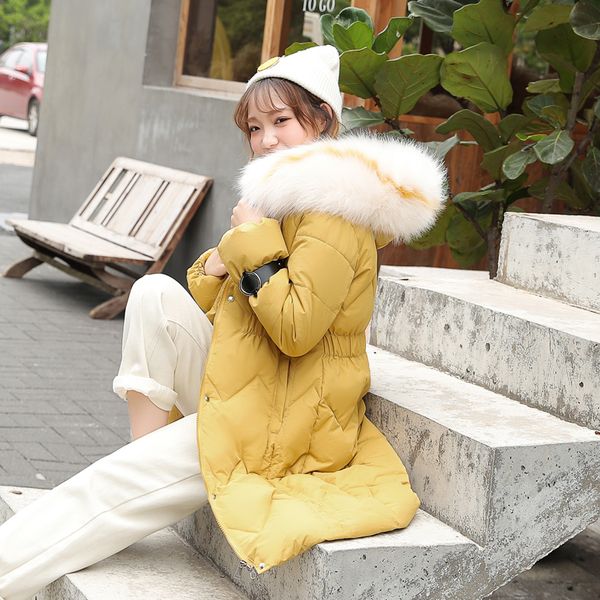 wholesale fashion new winter women's long fashion slim knee cotton jacket size s-xxl, Black
