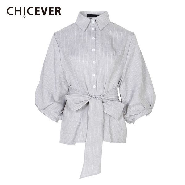chicever summer striped print women's blouse lapel bandage bow lantern sleeve button loose women shirts female clothing 2019, White
chicever summer striped print women's blouse lapel bandage bow lantern sleeve button loose women shirts female clothing 2019, White