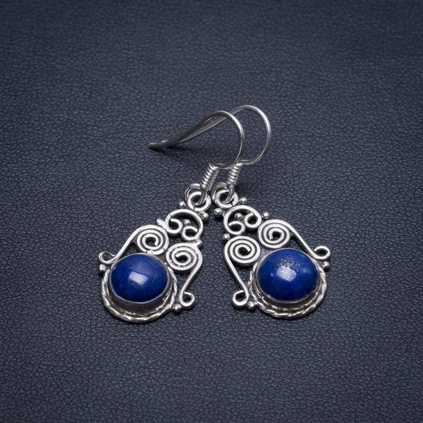 natural lapis lazuli handmade 925 sterling silver earrings 1 1/4" s1722 
natural lapis lazuli handmade 925 sterling silver earrings 1 1/4" s1722