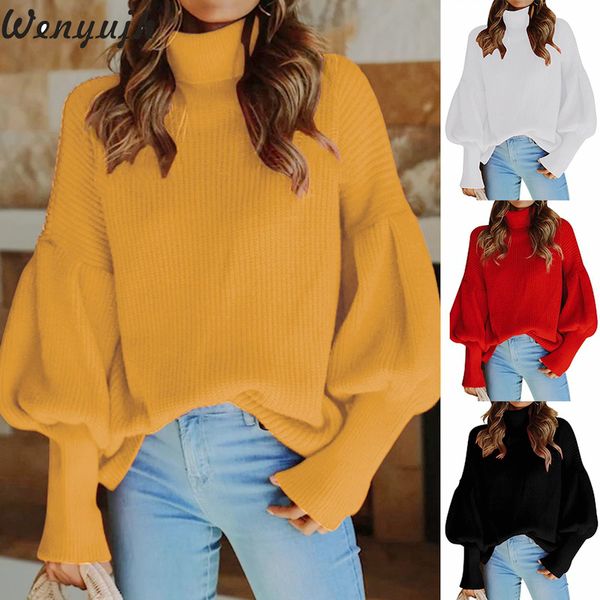 wenyujh 2019 women fashion turtleneck knitted sweater winter warm lantern sleeve pullover oversized jumpers female clothes, White;black
wenyujh 2019 women fashion turtleneck knitted sweater winter warm lantern sleeve pullover oversized jumpers female clothes, White;black
