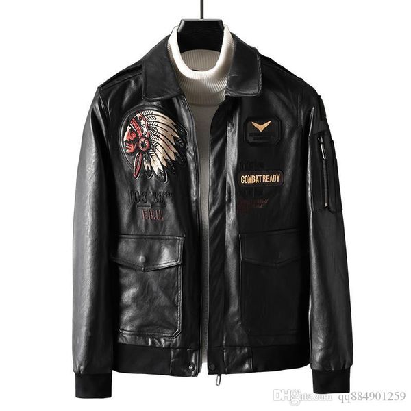 mens pu designer leather jacket explosion lapels embroidered motorcycle 2019 spring autumn mens casual fashion jaqueta de couro size m-5xl, Black
mens pu designer leather jacket explosion lapels embroidered motorcycle 2019 spring autumn mens casual fashion jaqueta de couro size m-5xl, Black