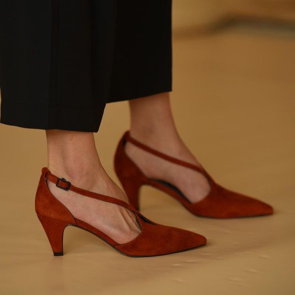 summer 2020 pointed thick with shallow cross strap sandals shoes commuter temperament leather women's shoes nubuck leather high heels l, Black
summer 2020 pointed thick with shallow cross strap sandals shoes commuter temperament leather women's shoes nubuck leather high heels l, Black