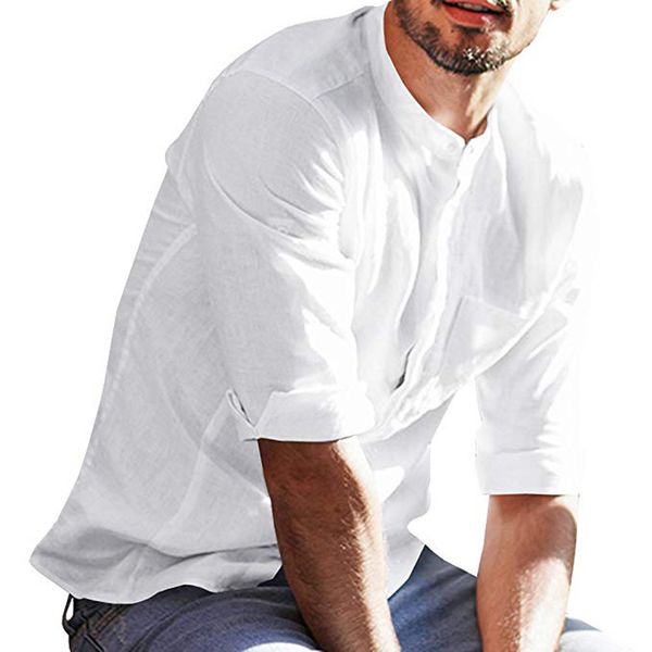 mens casual baggy simple half sleeve shirt stand collar solid color pocket, White;black
mens casual baggy simple half sleeve shirt stand collar solid color pocket, White;black