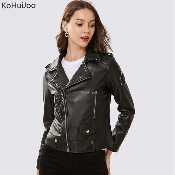 kohuijoo women rivet leather jacket black turn down collar lapel street wear pu coat spring autumn ladies fashion biker jackets
kohuijoo women rivet leather jacket black turn down collar lapel street wear pu coat spring autumn ladies fashion biker jackets