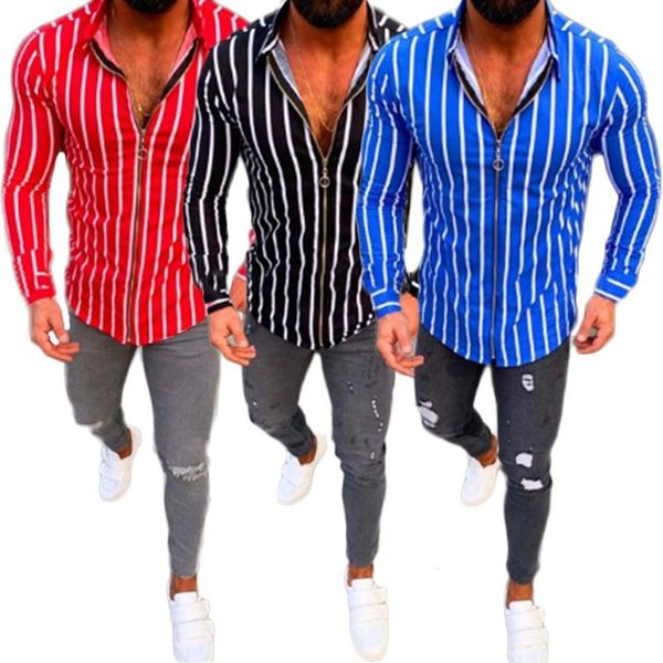 incerun business casual men striped long sleeve lapel stylish shirt retro chic zipper elegant breathable slim mens blouse 2019, White;black
incerun business casual men striped long sleeve lapel stylish shirt retro chic zipper elegant breathable slim mens blouse 2019, White;black