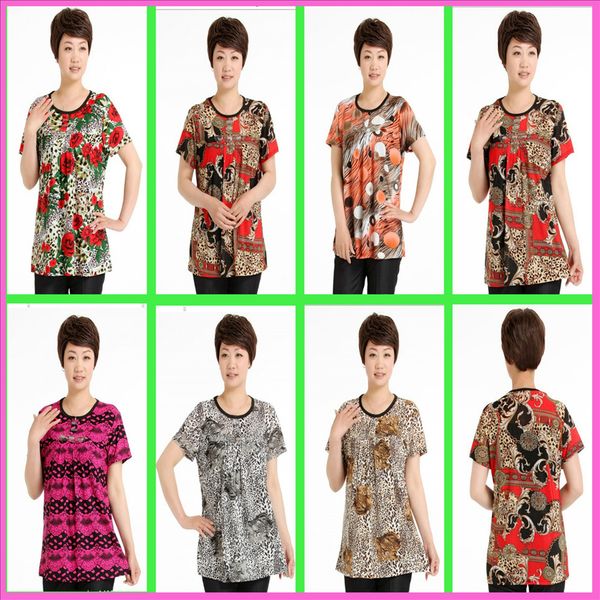 middle-aged and elderly women's summer clothes standard ice silk short-sleeved elderly t-shirt mother's clothes net, White
middle-aged and elderly women's summer clothes standard ice silk short-sleeved elderly t-shirt mother's clothes net, White