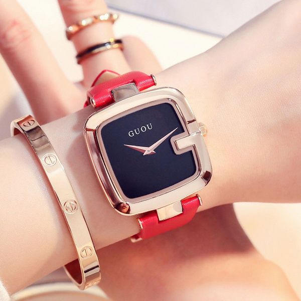 guou brand women's watches square fashion zegarek damski luxury ladies bracelet for women genuine leather strap clocks saati, Slivery;brown
guou brand women's watches square fashion zegarek damski luxury ladies bracelet for women genuine leather strap clocks saati, Slivery;brown