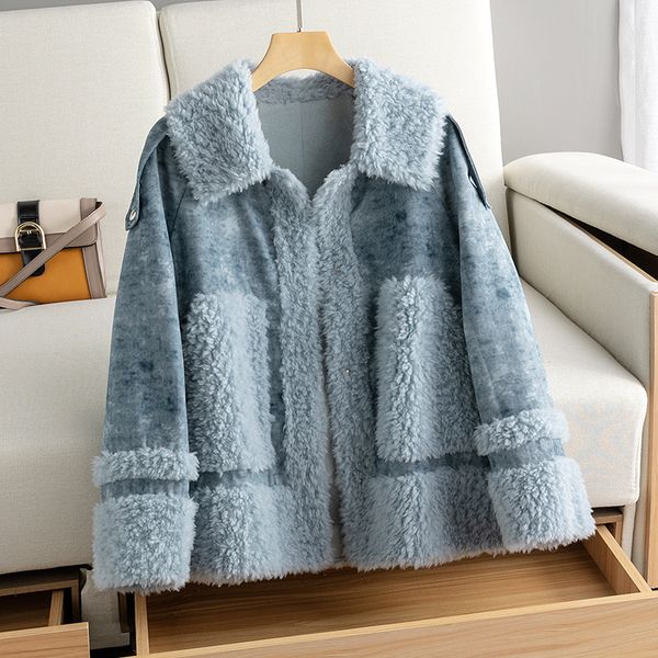 100% wool jacket autumn winter coat women clothes 2019 korean real fur coat vintage sheep shearling suede lining zt3892, Black
100% wool jacket autumn winter coat women clothes 2019 korean real fur coat vintage sheep shearling suede lining zt3892, Black
