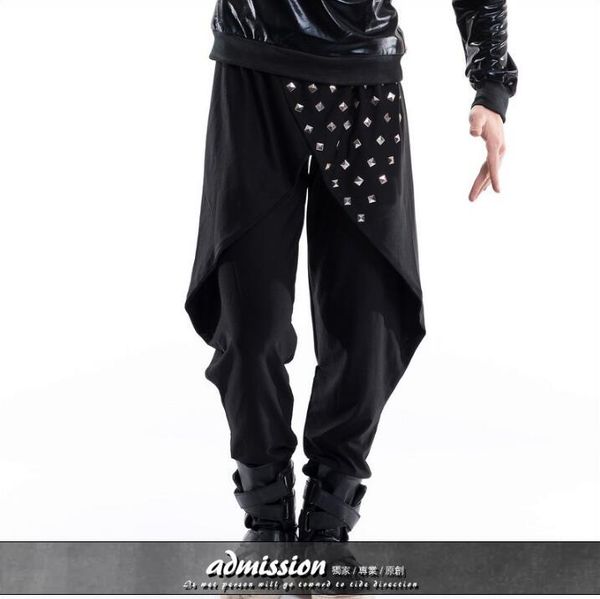 rock male singer performance rivet pants tide male harem pants trend hair stylist trousers nightclub stage wear, Black
rock male singer performance rivet pants tide male harem pants trend hair stylist trousers nightclub stage wear, Black
