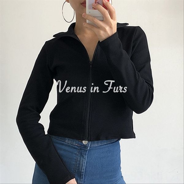 slim two-wear small lapel high waist short t-shirt zipper slim zipper long sleeve t-shirt cardigan top, White
slim two-wear small lapel high waist short t-shirt zipper slim zipper long sleeve t-shirt cardigan top, White