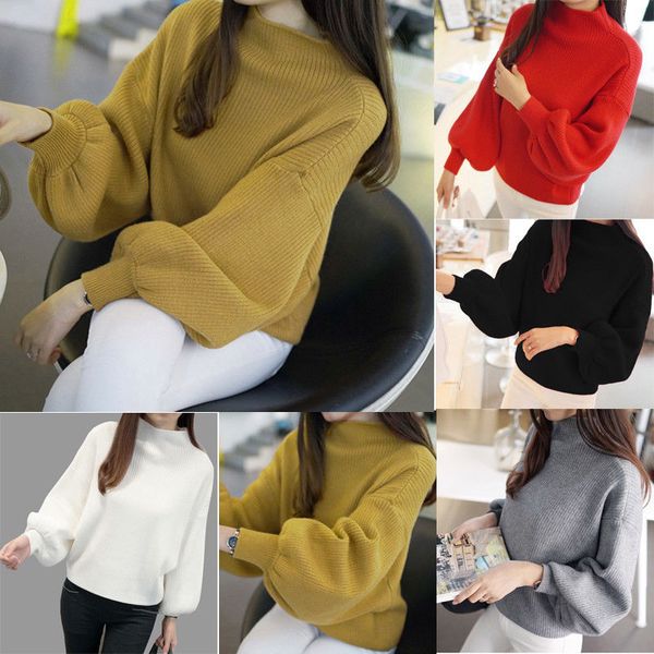 women's sweaters women ladies casual turtleneck lantern sleeve pullovers knitted loose long sleeves sweater, White;black
women's sweaters women ladies casual turtleneck lantern sleeve pullovers knitted loose long sleeves sweater, White;black
