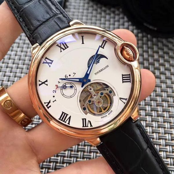 2018 fashion men's high-end mechanical watch waterproof watch leather watchband week show folding button, Slivery;brown
2018 fashion men's high-end mechanical watch waterproof watch leather watchband week show folding button, Slivery;brown
