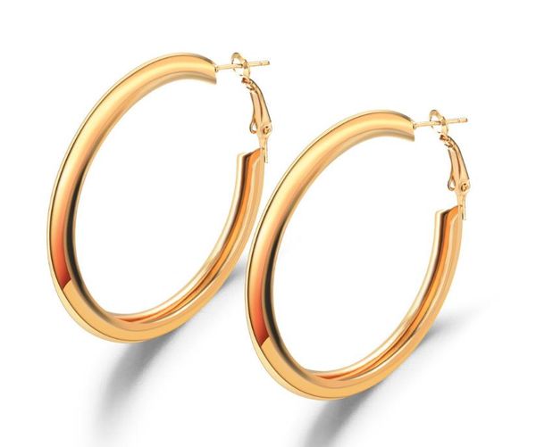 

Hot Sale 18K Real Gold Plated Elegant 6CM Larger Size Women Hoop Earrings Fashion Costume Jewelry Trendy Big Earrings Wholesale for women