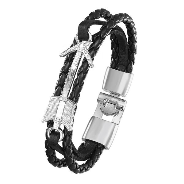 beaded, strands 2021 fashion leather bracelet multilayer arrow men's retro punk rock woman alloy bead nautical jewelry, Black
beaded, strands 2021 fashion leather bracelet multilayer arrow men's retro punk rock woman alloy bead nautical jewelry, Black