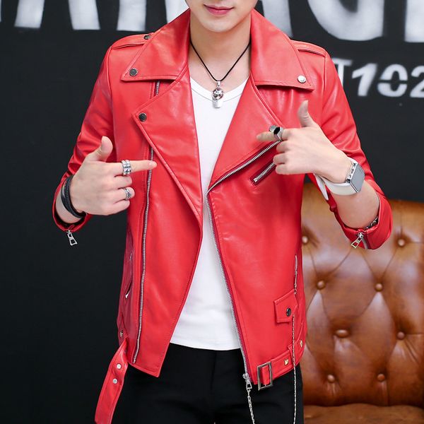 2020 men rivet leather coat lapels young handsome cultivate one's morality character inclined zipper fashion leather jacket, Black
2020 men rivet leather coat lapels young handsome cultivate one's morality character inclined zipper fashion leather jacket, Black