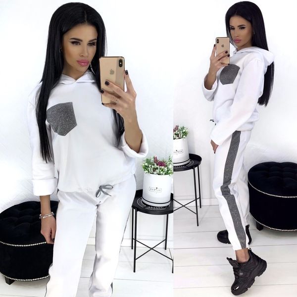 2019 women's sportswear two piece set2019 solid color hoodie two piece set, Gray
2019 women's sportswear two piece set2019 solid color hoodie two piece set, Gray