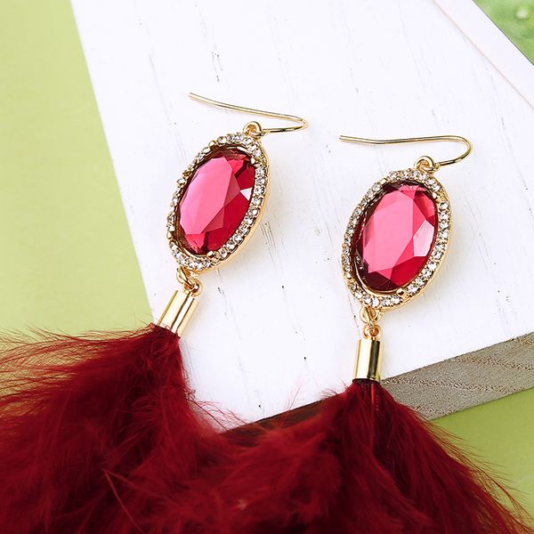 new fashion jewelry red crystal fluffy feather dangle earrings for women party pendant statement earrings accessories in box, Silver
new fashion jewelry red crystal fluffy feather dangle earrings for women party pendant statement earrings accessories in box, Silver
