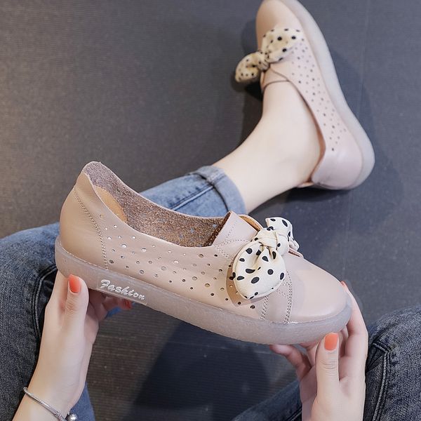 gktinoo spring autumn genuine leather women shoes casual woman ballet flats cute slip on female butterfly-knot flat shoe, Black