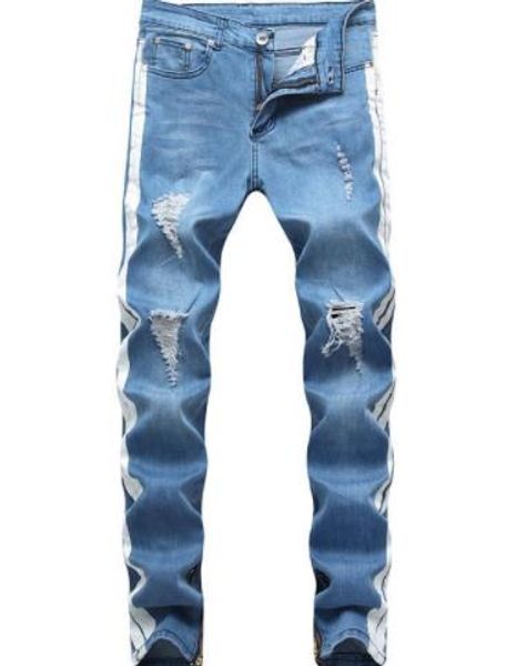 mens designer jeans ripped distressed long light blue striped hip hop jean pants fashion mens trousers, Black
mens designer jeans ripped distressed long light blue striped hip hop jean pants fashion mens trousers, Black