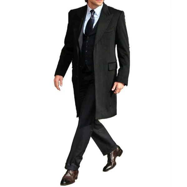 black long coat custom fashion men's suit jacket gentleman wedding dress groom men's suit tuxedo 3 pieces, White;black
black long coat custom fashion men's suit jacket gentleman wedding dress groom men's suit tuxedo 3 pieces, White;black