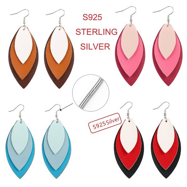 elegant 925 silver dangle earrings with soft leather leather shape candy-colored fine jewelry earrings for women, Golden;silver
elegant 925 silver dangle earrings with soft leather leather shape candy-colored fine jewelry earrings for women, Golden;silver