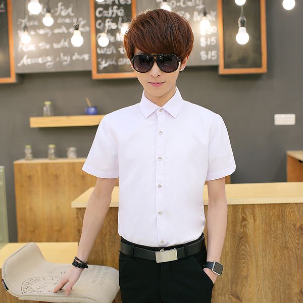 summer business and leisure short-sleeved shirt men's korean style shirt stylish fashion handsome young people's white, White;black
summer business and leisure short-sleeved shirt men's korean style shirt stylish fashion handsome young people's white, White;black