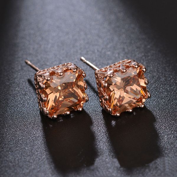 square champagne color cz stone cute stud earrings jewelery bijoux gift for women 4 colors, Golden;silver
square champagne color cz stone cute stud earrings jewelery bijoux gift for women 4 colors, Golden;silver