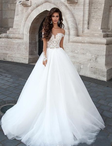 new designer backless wedding dresses sheer crew neck long illusion sleeves lace appliques long a-line bridal gowns, White
new designer backless wedding dresses sheer crew neck long illusion sleeves lace appliques long a-line bridal gowns, White