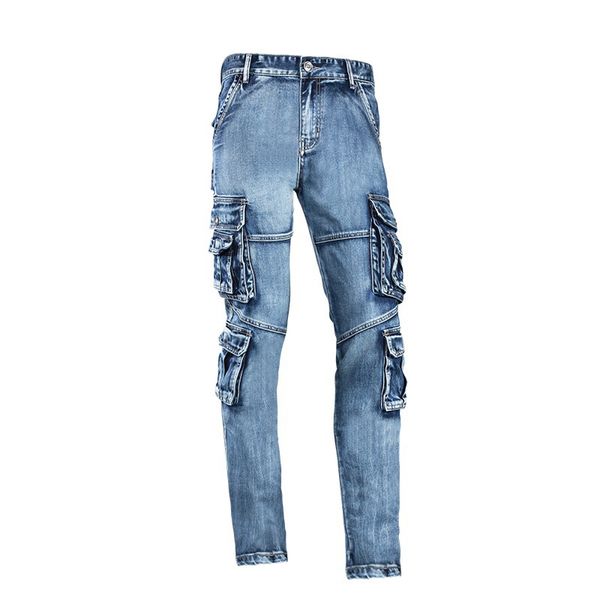 men's retro cargo jeans multi pockets patchwork overalls jeans outdoor brand for male, Blue
men's retro cargo jeans multi pockets patchwork overalls jeans outdoor brand for male, Blue