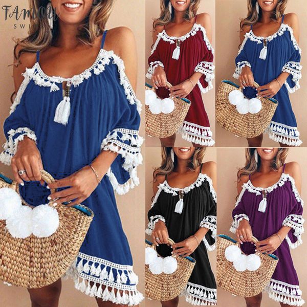 2020 summer casual loose beach sundress off shoulder tassel women mini dresses female spaghetti strap boho dress plus size s-5xl, Black;gray
2020 summer casual loose beach sundress off shoulder tassel women mini dresses female spaghetti strap boho dress plus size s-5xl, Black;gray