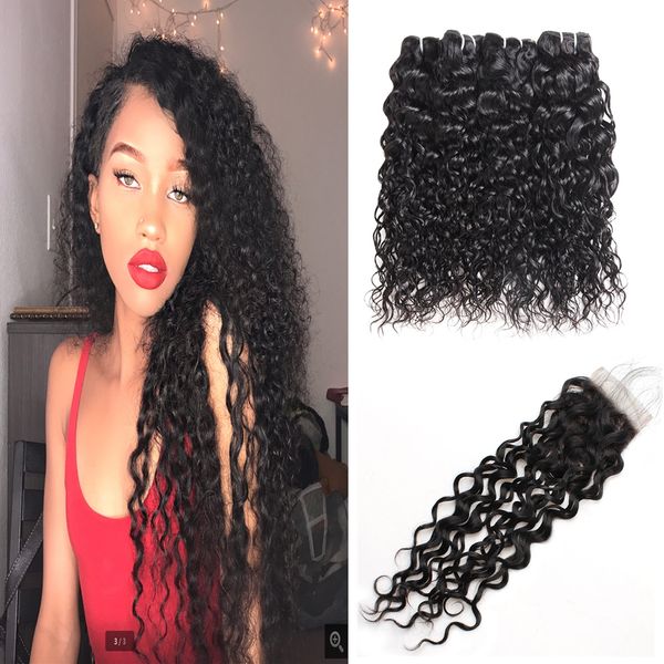 indian human hair bundles with closure water wave peruvian hair deep wave loose wave virgin hair extensions with 4*4 lace closure deep curly, Black
indian human hair bundles with closure water wave peruvian hair deep wave loose wave virgin hair extensions with 4*4 lace closure deep curly, Black