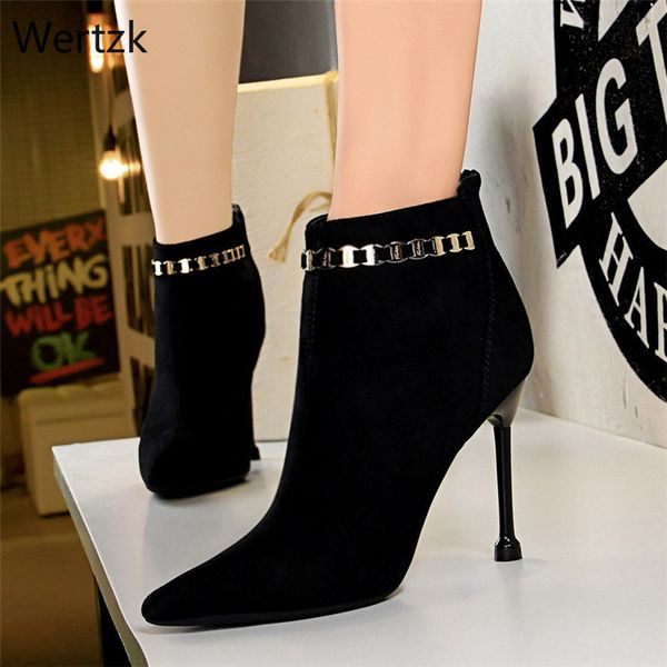 new women boots pointed toe elastic metal high slip on heel high ankle pumps stiletto botas mujer boots zapatos muje a757, Black
new women boots pointed toe elastic metal high slip on heel high ankle pumps stiletto botas mujer boots zapatos muje a757, Black