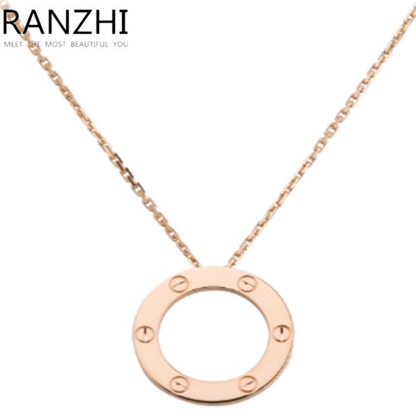 

ranzhi cadia 925 sterling silver genuine original gold hollow round pendant necklace fashion simple elegant ladies jewelry gift