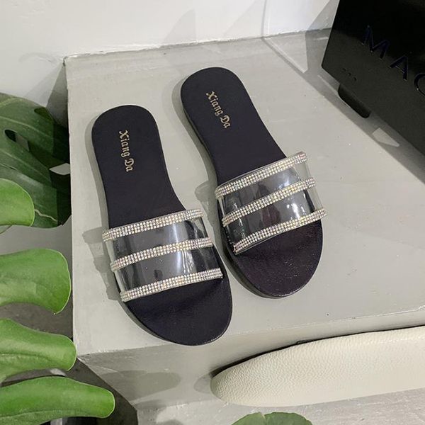 slippers women's 2020 summer new flat bottom wear all kinds of antiskid shoes transparent colorful water drill slippers dames, Black
slippers women's 2020 summer new flat bottom wear all kinds of antiskid shoes transparent colorful water drill slippers dames, Black