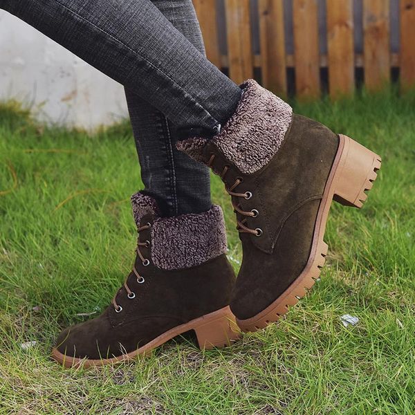 women warm snow boots winter woman classic lace up ankle boots woman's suede mid heel female plush shoes ladies fashion shoes, Black
women warm snow boots winter woman classic lace up ankle boots woman's suede mid heel female plush shoes ladies fashion shoes, Black