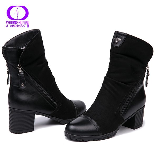 aimeigao autumn winter suede leather boots women double zippers black ankle botas women short plush chunky heels platform shoes
aimeigao autumn winter suede leather boots women double zippers black ankle botas women short plush chunky heels platform shoes