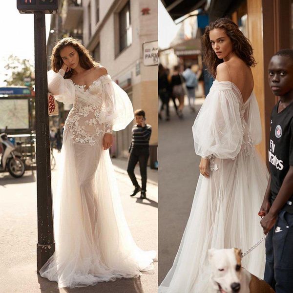 2020 liz martinez mermaid wedding dresses off shoulder appliqued long sleeves bridal gowns backless ruffle sweep train vestidos de novia, White
2020 liz martinez mermaid wedding dresses off shoulder appliqued long sleeves bridal gowns backless ruffle sweep train vestidos de novia, White