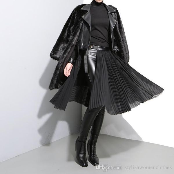 2019 korean style women black pleated chiffon skirt leather belt adjustable waist girls unique midi party wear skirts f783
2019 korean style women black pleated chiffon skirt leather belt adjustable waist girls unique midi party wear skirts f783