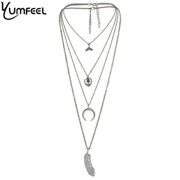 yumfeel new vintage silver multi layered boho choker necklace antique silver fish horn rose feather pendants layer necklace gift
yumfeel new vintage silver multi layered boho choker necklace antique silver fish horn rose feather pendants layer necklace gift