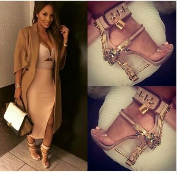 metallic lock women rome sandals colors ladies unique diamonds heels pumps rihanna peep toe high-heeled dress wedding shoes, Black
metallic lock women rome sandals colors ladies unique diamonds heels pumps rihanna peep toe high-heeled dress wedding shoes, Black