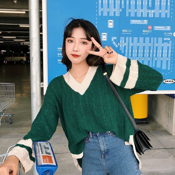 patchwork loose women's clothing fashion spring and autumn thin sweet knitted full v-neck pullovers sweaters, White;black
patchwork loose women's clothing fashion spring and autumn thin sweet knitted full v-neck pullovers sweaters, White;black