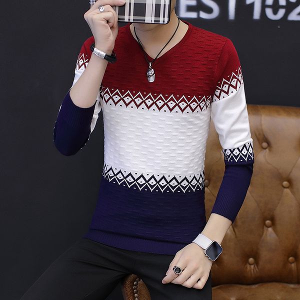 2019 winter men's v-collar long sleeve cashmere pullover casual woolen sweater brand male 5 color slim fit coats plus size -2xl, White;black
2019 winter men's v-collar long sleeve cashmere pullover casual woolen sweater brand male 5 color slim fit coats plus size -2xl, White;black