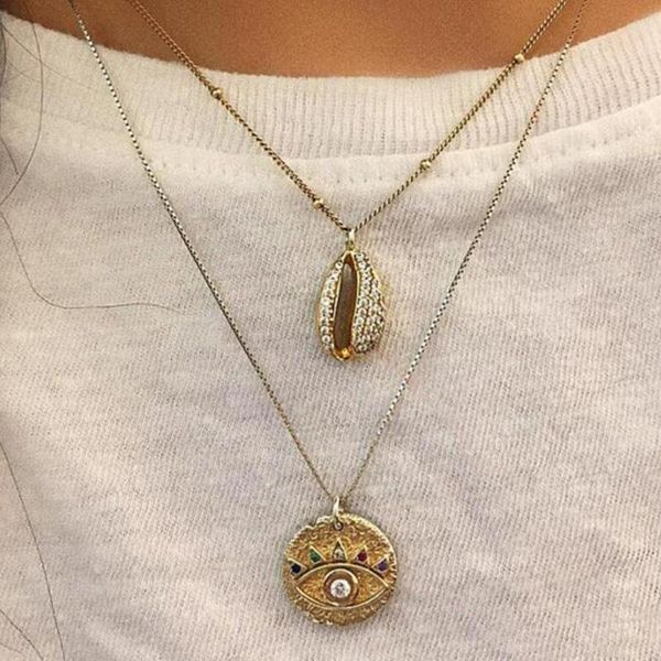 necklace chain gold clavicular chain necklace long with pendant shell color eye double jewelry 12.20, Silver
necklace chain gold clavicular chain necklace long with pendant shell color eye double jewelry 12.20, Silver