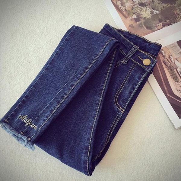 women jeans pencil pants cotton ankle-length pants zipper fly button high waist washed embroidery skinny coated, Blue
women jeans pencil pants cotton ankle-length pants zipper fly button high waist washed embroidery skinny coated, Blue