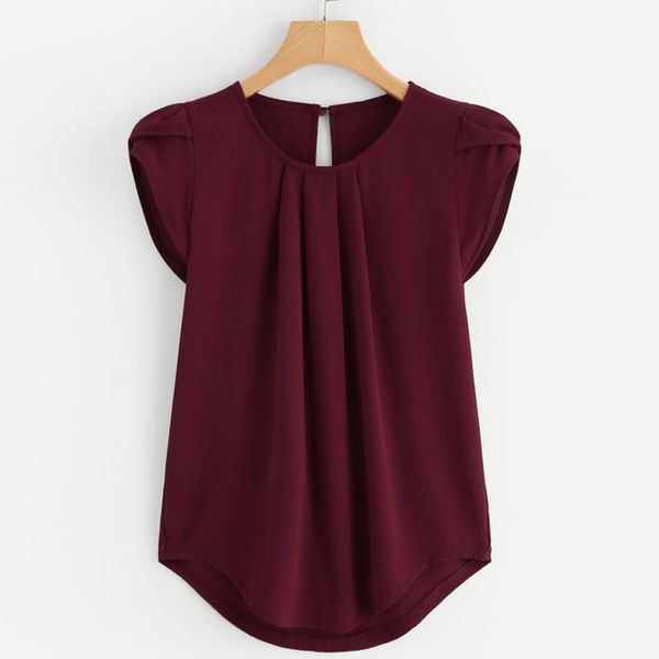 2019 women chiffon solid pure basic soft red blouses summer casual loose short sleeve blouse female shirts vest blusa, White
2019 women chiffon solid pure basic soft red blouses summer casual loose short sleeve blouse female shirts vest blusa, White