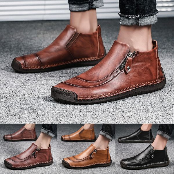 new men shoes large size casual men's genuine leather ankle boots business boots low-heeled shoes soft pointed toe zipper, Black
new men shoes large size casual men's genuine leather ankle boots business boots low-heeled shoes soft pointed toe zipper, Black
