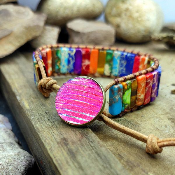 parallel world chakra bracelet handmade natural stone tube beads leather wrap bracelet couples bracelets creative gifts dropship, Golden;silver
parallel world chakra bracelet handmade natural stone tube beads leather wrap bracelet couples bracelets creative gifts dropship, Golden;silver